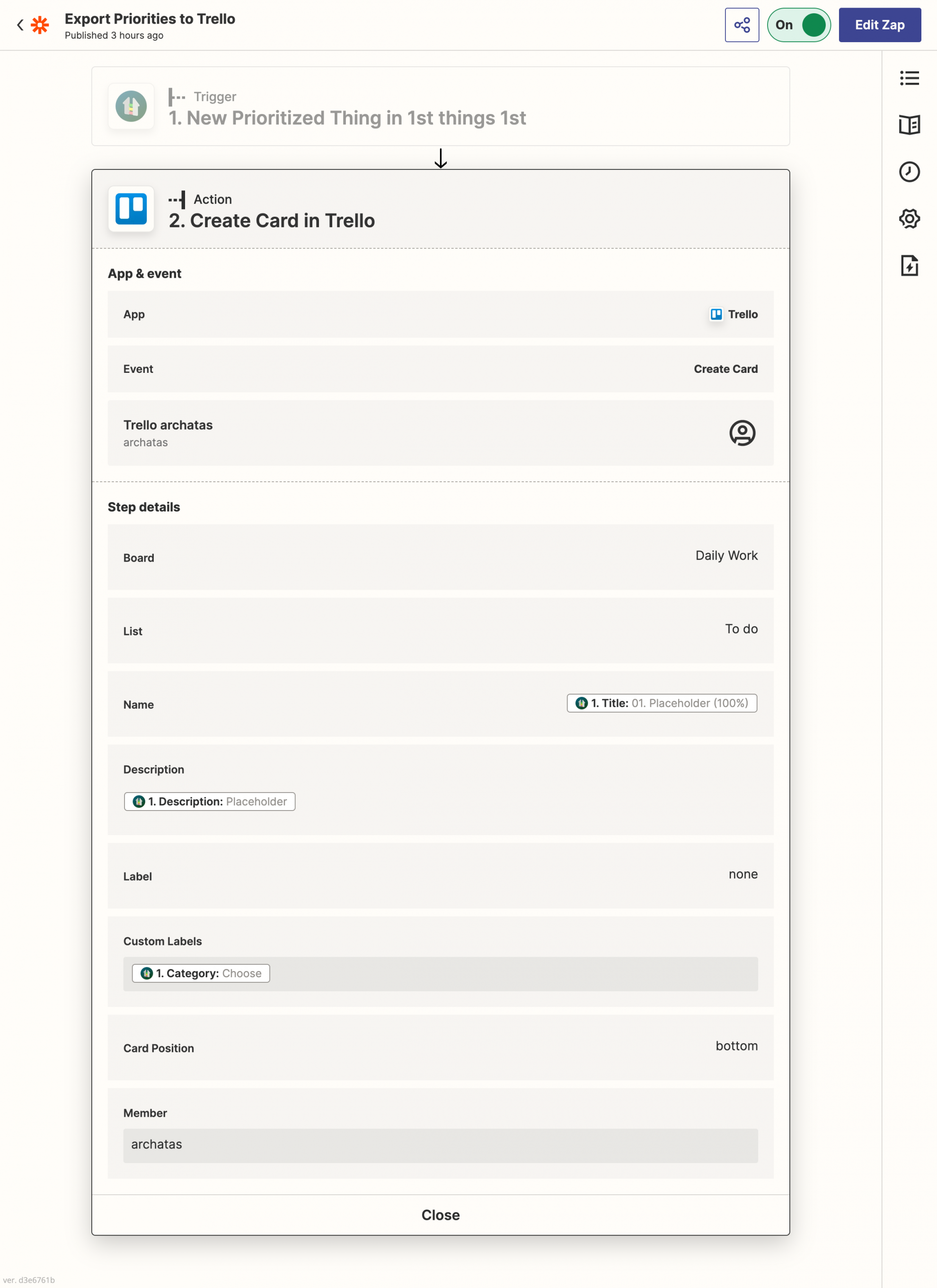 Connect 1st things 1st to Trello via Zapier